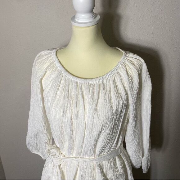 Elizabeth & James White Muslin Belted Mini Dress Women's Size Medium - Picture 10 of 15